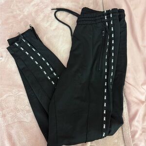 VS PINK black Track Pants with White Stripe Detail